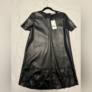 Faux Leather Black Dress M